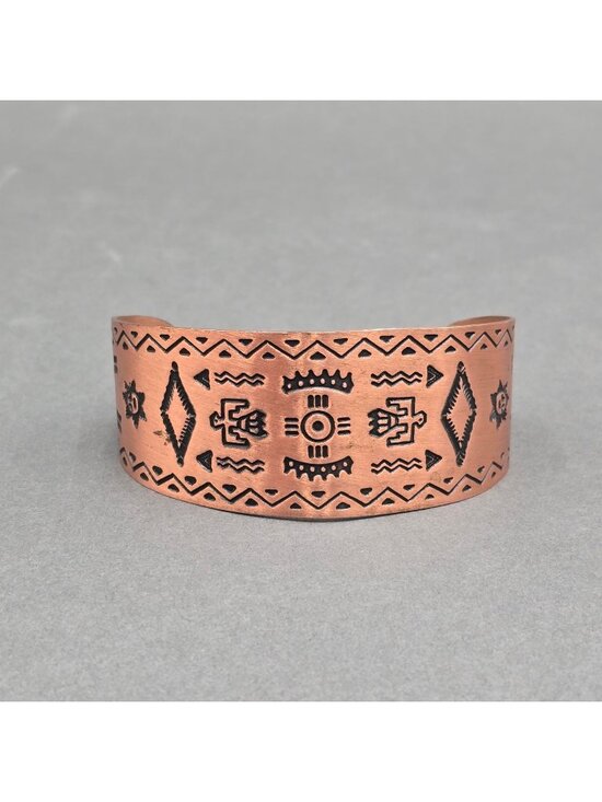 Wheeler Jewelry - VTG Wheeler Copper Storyteller Cuff Bracelet 7" Fred Harvey Era Style Southwest